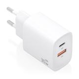 AISENS - Cargador GaN 30W, 1xUSB-C PD3.0 QC4.0, 1xUSB-A QC3.0, Blanco - A110-0952