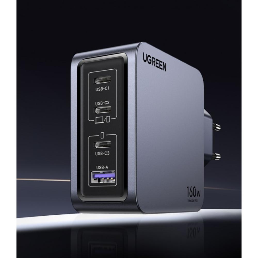Ugreen - Nexode Pro 160W GaN Charger with USB-C Cable Universal Negro, Gris Corriente alterna Carga rápida Interior