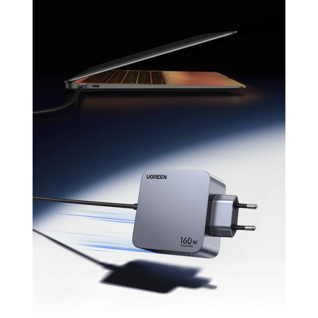 Ugreen - Nexode Pro 160W GaN Charger with USB-C Cable Universal Negro, Gris Corriente alterna Carga rápida Interior