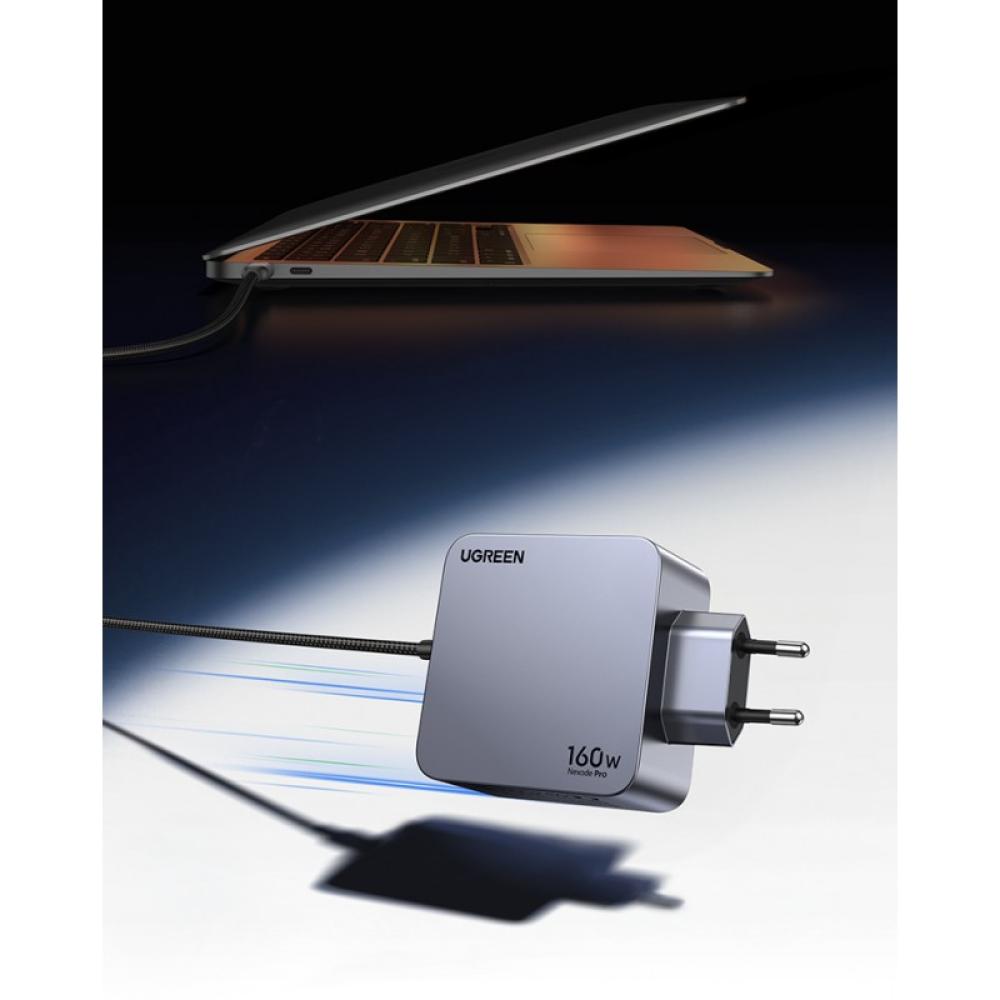 Ugreen - Nexode Pro 160W GaN Charger with USB-C Cable Universal Negro, Gris Corriente alterna Carga rápida Interior