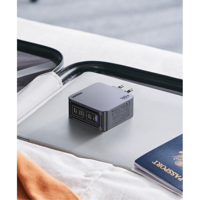 Ugreen - Nexode Pro 160W GaN Charger with USB-C Cable Universal Negro, Gris Corriente alterna Carga rápida Interior