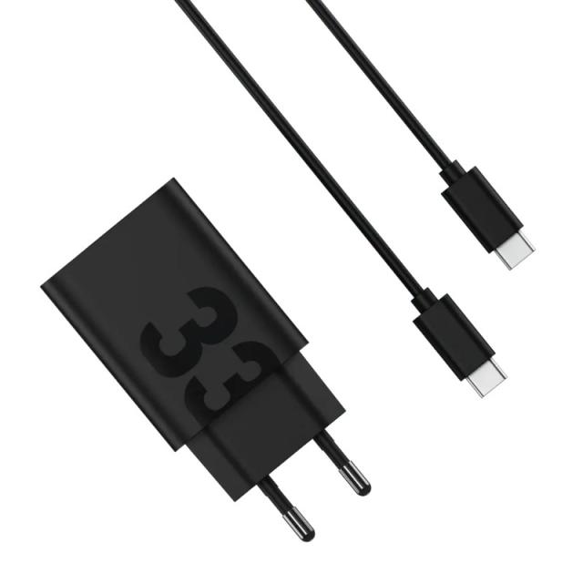 Motorola - TurboPower 33W Auriculares, Auriculares, Teléfono móvil, Smartphone Negro Corriente alterna Carga rápida Interior