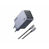 Ugreen - Nexode Pro EU 3-Port GaN PD Fast Charger With USB-C Cable Universal Negro, Gris Corriente alterna Carga rápida Interior