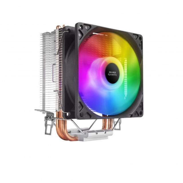 Mars Gaming - MCPUARGB, Disipador CPU RGB, 2 Heatpipes HCT, TDP 130W, Silencioso, PWM