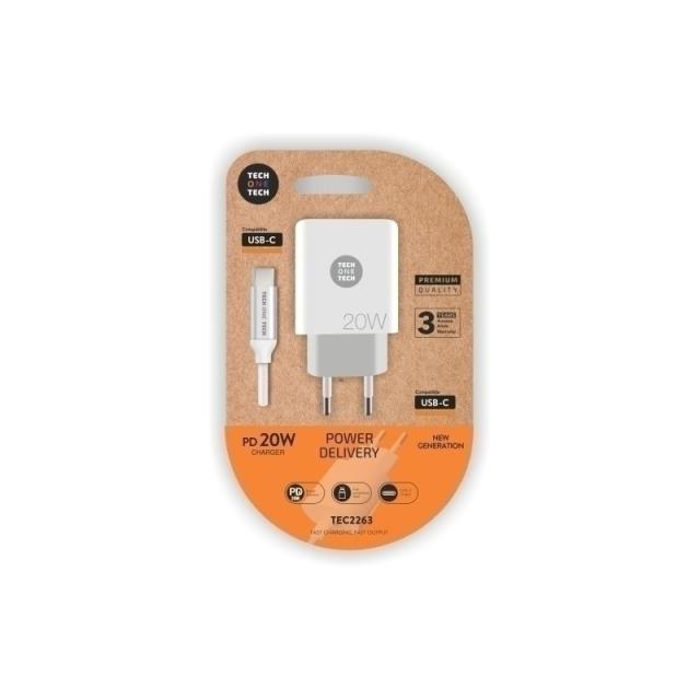 TECH ONE TECH - CARGADOR TECHONE DOBLE + CABLE USB-C-USB
