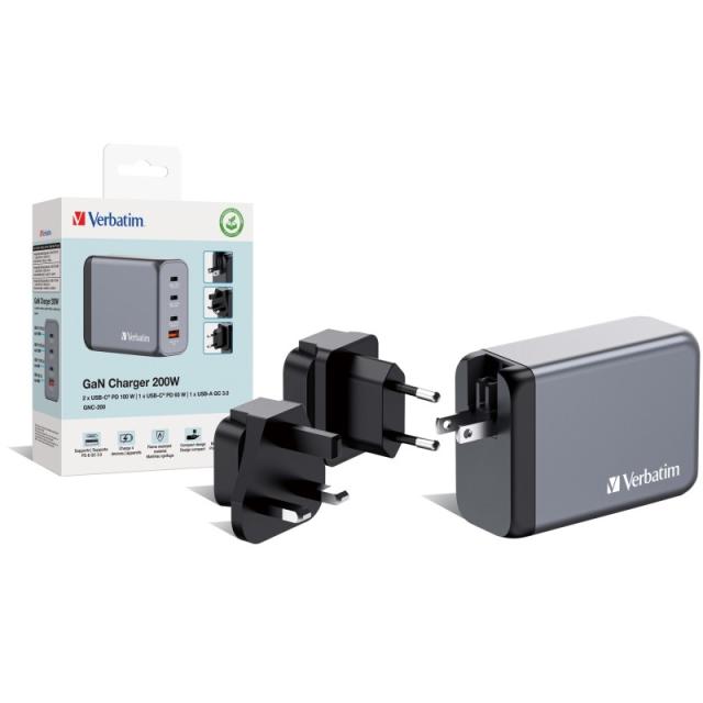 Verbatim - GNC-200 Universal Negro, Gris Corriente alterna Carga rápida Interior