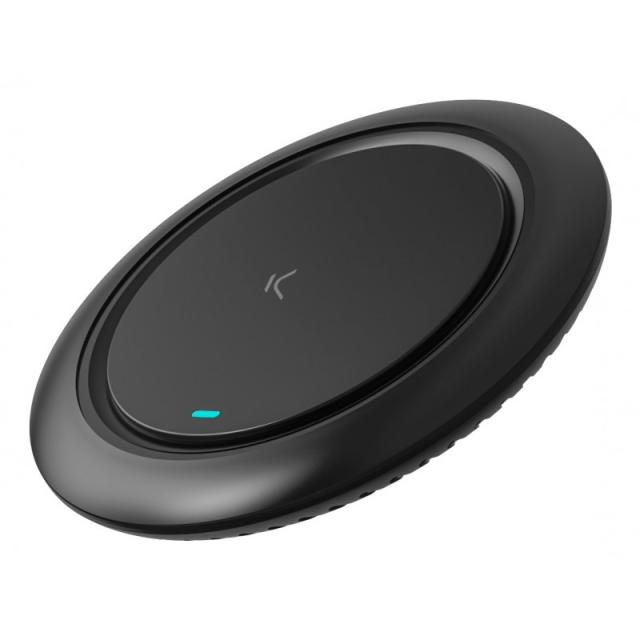 Ksix - Base de carga inalámbrica Fast Charge 15 W, Para smartphones y auriculares Qi, Carga rápida, Cable USB-C a USB-C, Negro