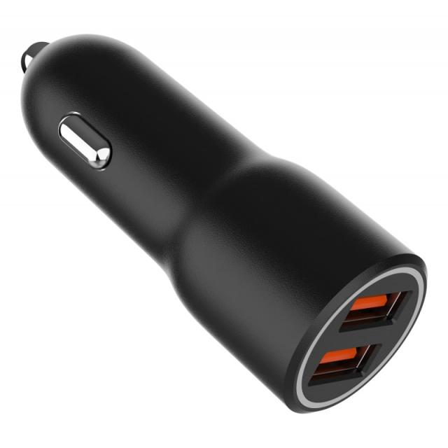 Gembird - TA-UC-A2QC36-CAR-01 cargador de dispositivo móvil Teléfono móvil, Smartphone Negro Encendedor de cigarrillos Carga ráp