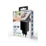 Gembird - TA-UC-PDQC20-01-BK cargador de dispositivo móvil Universal Negro Corriente alterna Carga rápida Interior