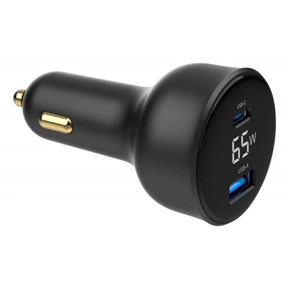Gembird - TA-UC-AC2PD65LCD-CAR-01 cargador de dispositivo móvil Universal Negro Encendedor de cigarrillos Carga rápida Auto