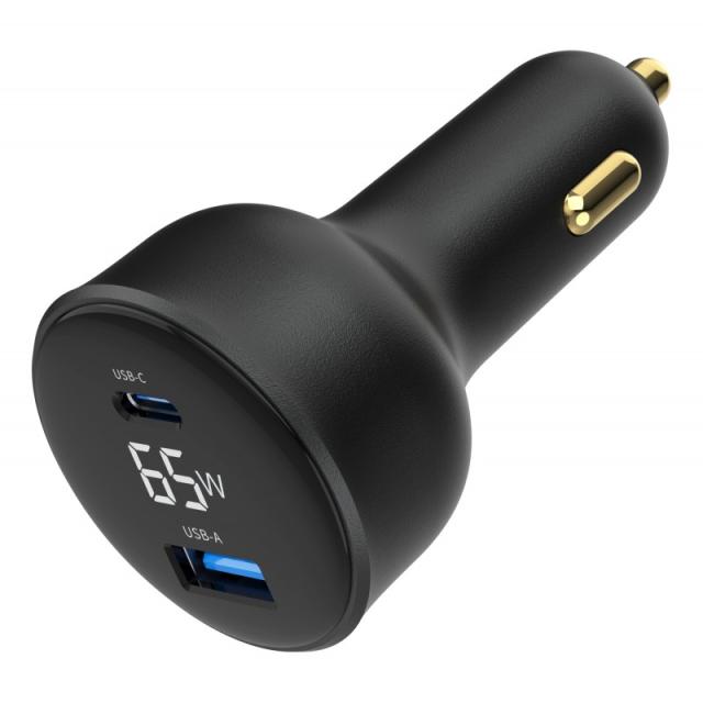 Gembird - TA-UC-AC2PD65LCD-CAR-01 cargador de dispositivo móvil Universal Negro Encendedor de cigarrillos Carga rápida Auto