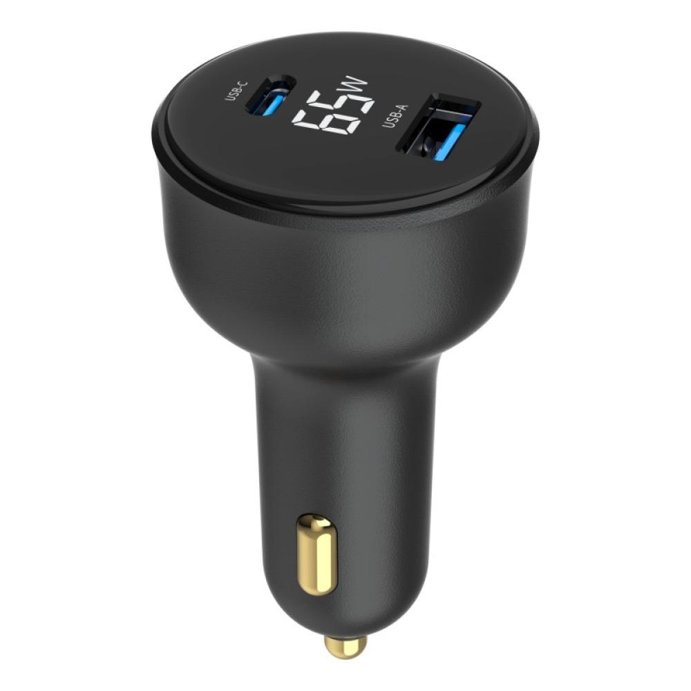 Gembird - TA-UC-AC2PD65LCD-CAR-01 cargador de dispositivo móvil Universal Negro Encendedor de cigarrillos Carga rápida Auto