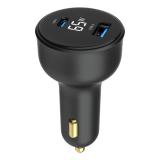 Gembird - TA-UC-AC2PD65LCD-CAR-01 cargador de dispositivo móvil Universal Negro Encendedor de cigarrillos Carga rápida Auto
