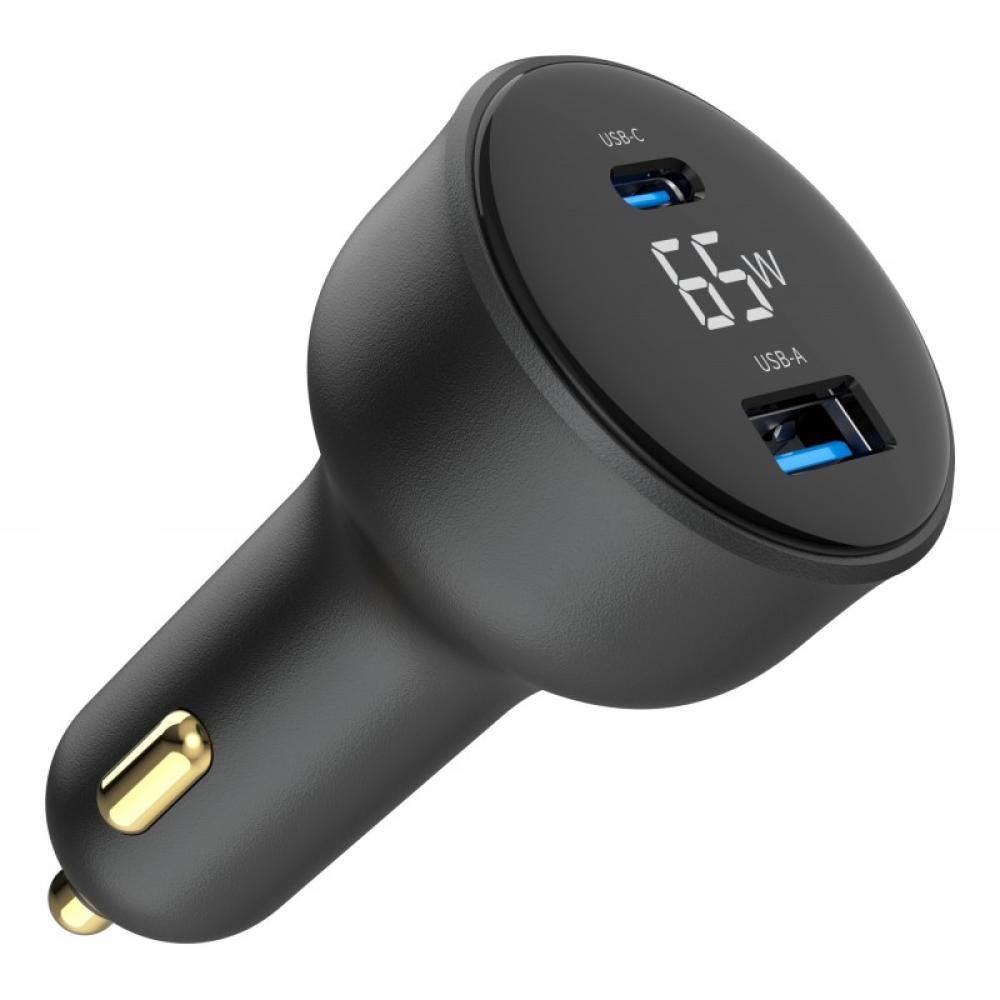 Gembird - TA-UC-AC2PD65LCD-CAR-01 cargador de dispositivo móvil Universal Negro Encendedor de cigarrillos Carga rápida Auto