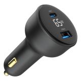 Gembird - TA-UC-AC2PD65LCD-CAR-01 cargador de dispositivo móvil Universal Negro Encendedor de cigarrillos Carga rápida Auto