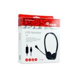 Equip - 245305 auricular y casco Auriculares Alámbrico Diadema Oficina/Centro de llamadas USB tipo A Negro