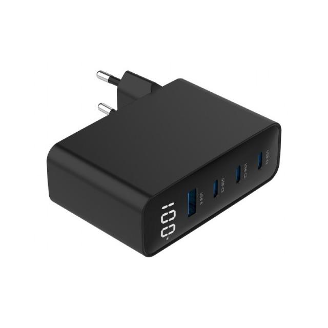 Gembird - TA-UC-PDQC100LCD-01-BK cargador de dispositivo móvil Portátil, Smartphone Negro Corriente alterna Carga rápida Interio