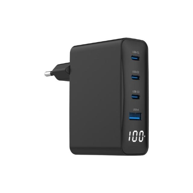 Gembird - TA-UC-PDQC100LCD-01-BK cargador de dispositivo móvil Portátil, Smartphone Negro Corriente alterna Carga rápida Interio