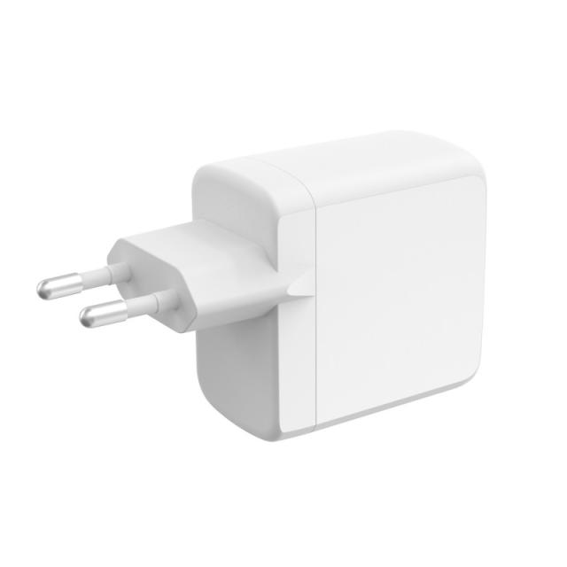 Ksix - Cargador de red 65W, GaN, PPS, Power Delivery, Materiales sostenibles, 2 x USB-C + 1 x USB-A, Blanco
