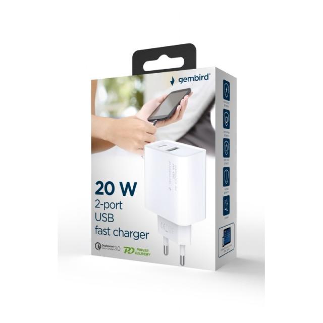 Gembird - TA-UC-PDQC20-01-W cargador de dispositivo móvil Universal Blanco Corriente alterna Carga rápida Interior