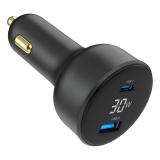 Gembird - TA-UC-AC2PD30LCD-CAR-01 cargador de dispositivo móvil Universal Negro Encendedor de cigarrillos Carga rápida Auto