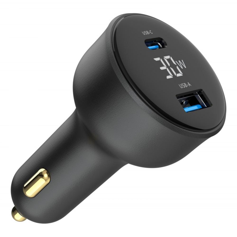 Gembird - TA-UC-AC2PD30LCD-CAR-01 cargador de dispositivo móvil Universal Negro Encendedor de cigarrillos Carga rápida Auto