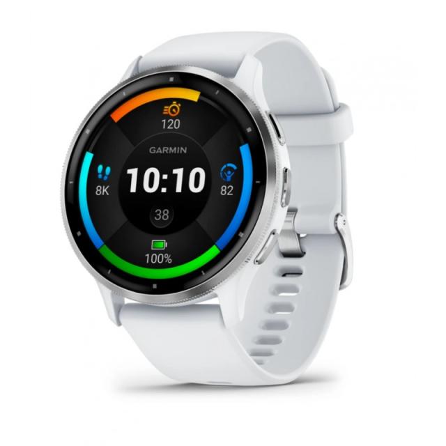 Garmin - Venu 3 3,56 cm (1.4") AMOLED 45 mm Digital 454 x 454 Pixeles Pantalla táctil Plata, Blanco Wifi GPS (satélite)