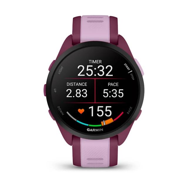 Garmin - Forerunner 165 Music 3,05 cm (1.2") AMOLED 43 mm Digital 390 x 390 Pixeles Pantalla táctil Púrpura GPS (satélite)