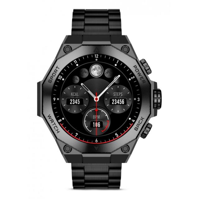 Ksix - Smartwatch Titanium, Pantalla AMOLED 1,43", 2 correas, Aut. 5 días, Modos deporte y salud, Llamadas, Asistentes voz, Negr