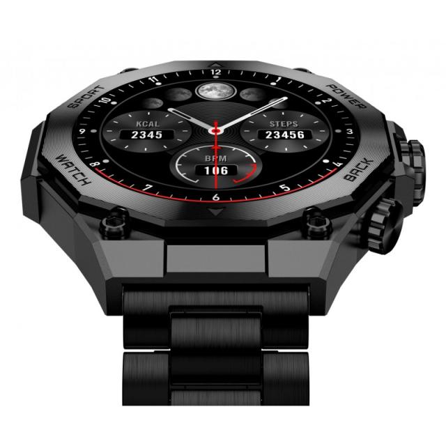 Ksix - Smartwatch Titanium, Pantalla AMOLED 1,43", 2 correas, Aut. 5 días, Modos deporte y salud, Llamadas, Asistentes voz, Negr