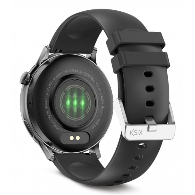 Ksix - Smartwatch Core 2, Pantalla AMOLED 1,43", Aut. 5 días, Modos deporte y salud, Llamadas, Asistentes de voz, Negro