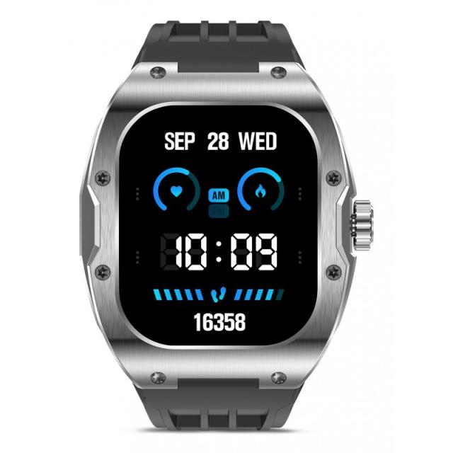Ksix - Smartwatch Hero, Pantalla AMOLED 1,95", Aut. 7 días, Modos deporte y salud, Asistentes de voz, IP68, Negro