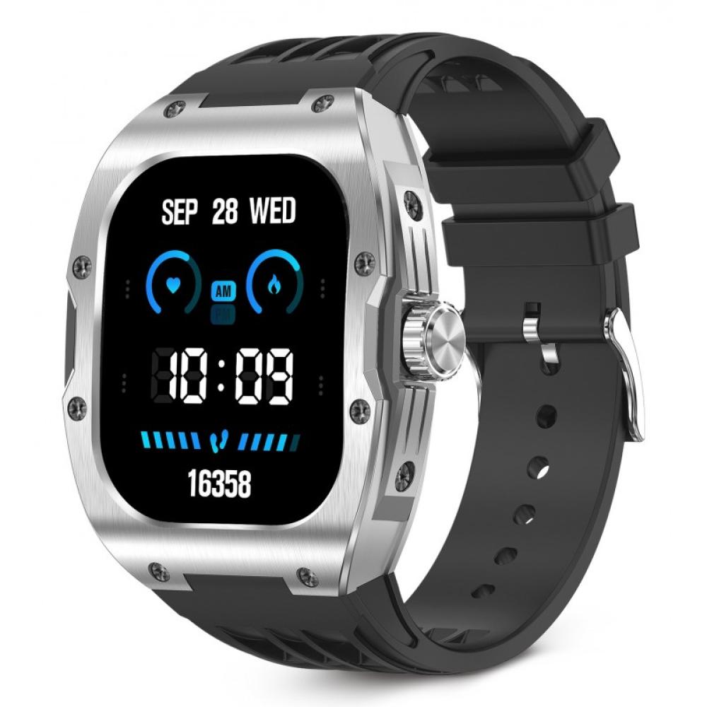 Ksix - Smartwatch Hero, Pantalla AMOLED 1,95", Aut. 7 días, Modos deporte y salud, Asistentes de voz, IP68, Negro