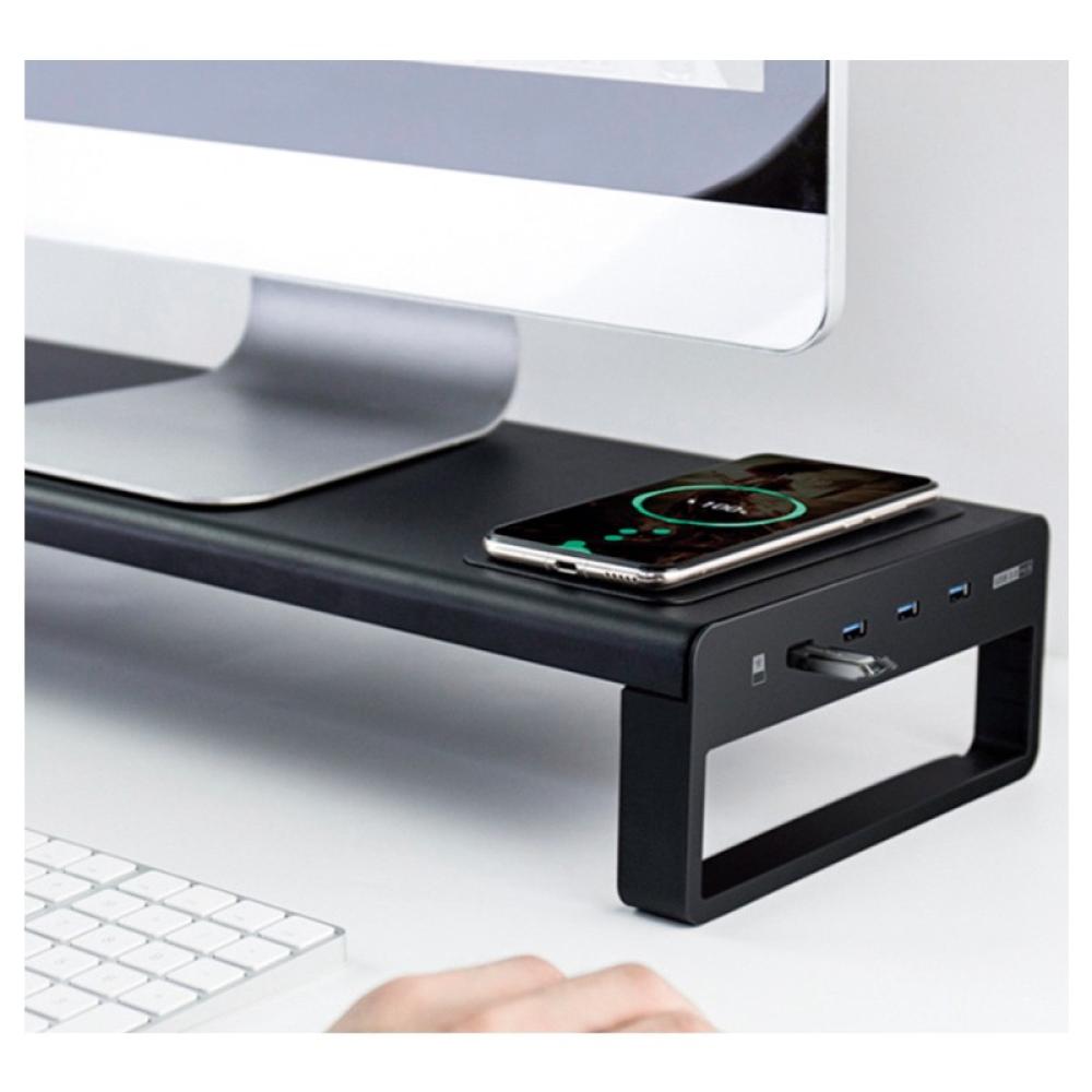 iggual - Soporte elevador monitor + HUBx4p +carga Qi