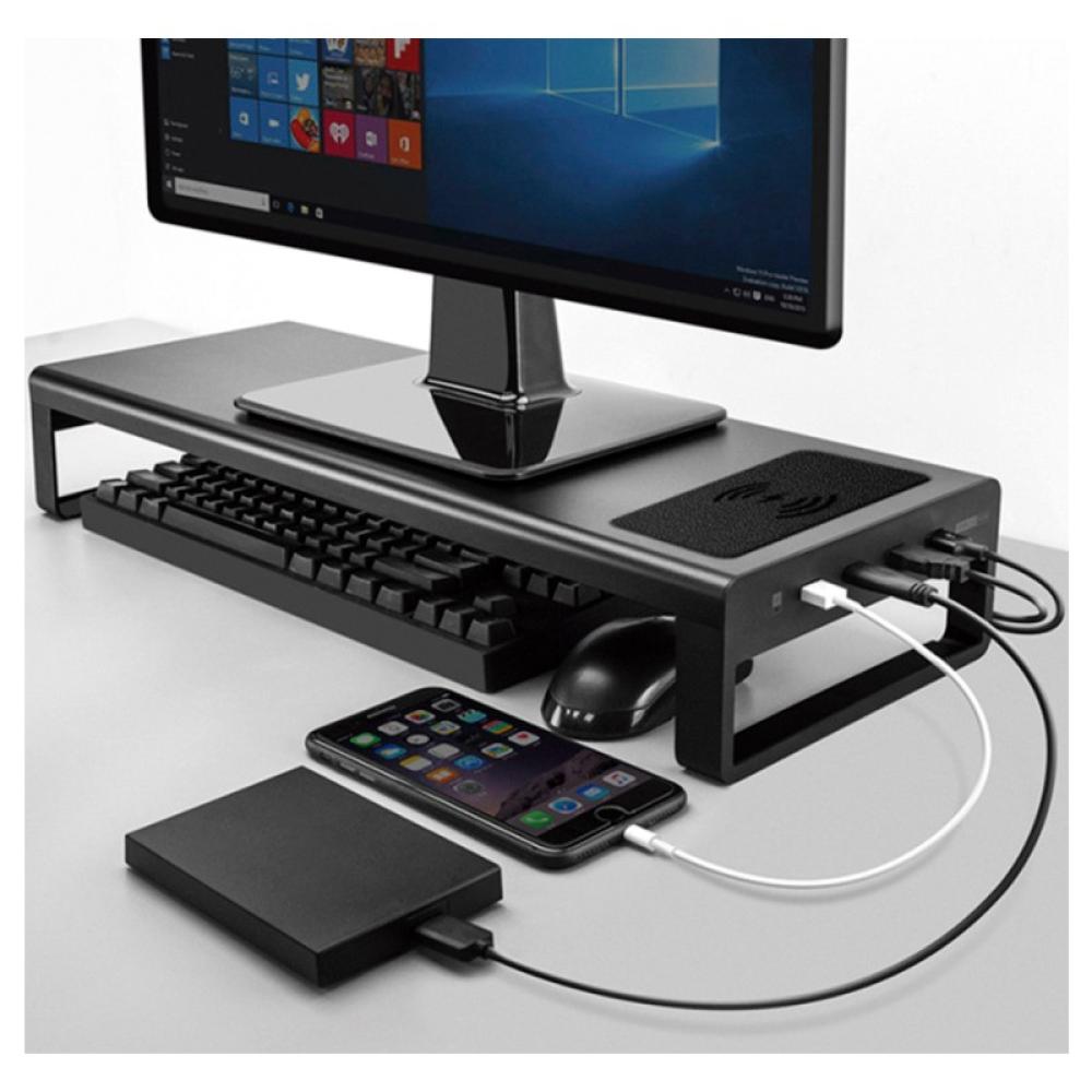 iggual - Soporte elevador monitor + HUBx4p +carga Qi