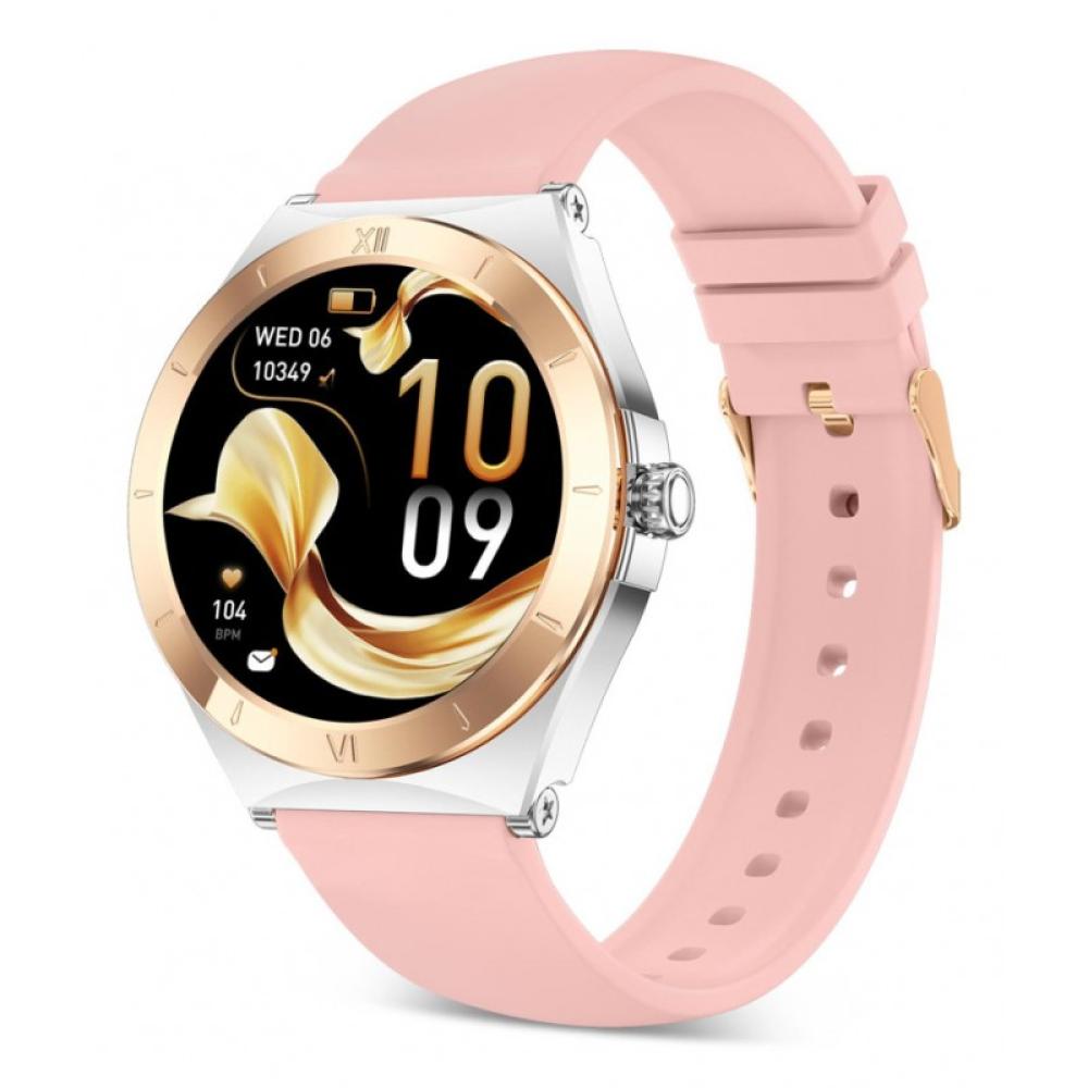 Ksix - Smartwatch Lya, Pantalla AMOLED 1.19", Autonomía 5 días, Correa metal y silicona, Modos deporte y salud, Llamadas, Plata