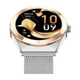 Ksix - Smartwatch Lya, Pantalla AMOLED 1.19", Autonomía 5 días, Correa metal y silicona, Modos deporte y salud, Llamadas, Plata