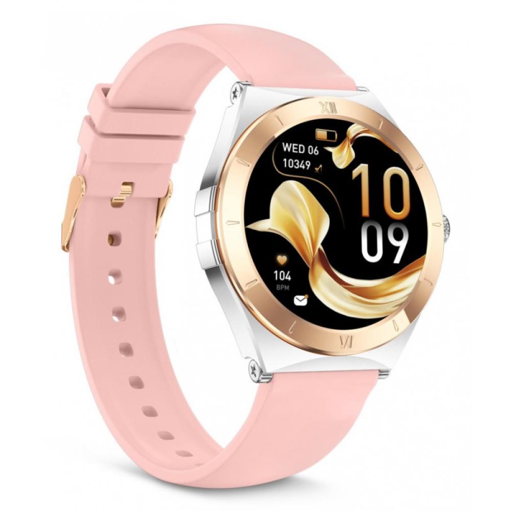 Ksix - Smartwatch Lya, Pantalla AMOLED 1.19", Autonomía 5 días, Correa metal y silicona, Modos deporte y salud, Llamadas, Plata