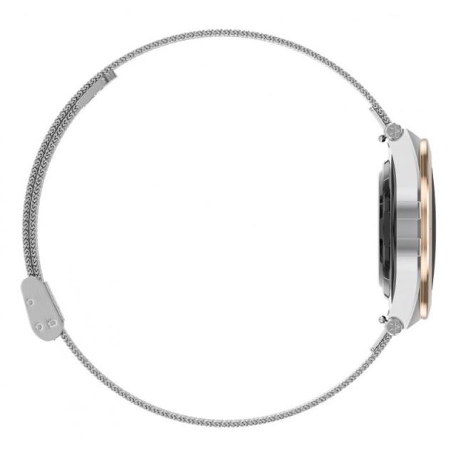 Ksix - Smartwatch Lya, Pantalla AMOLED 1.19", Autonomía 5 días, Correa metal y silicona, Modos deporte y salud, Llamadas, Plata