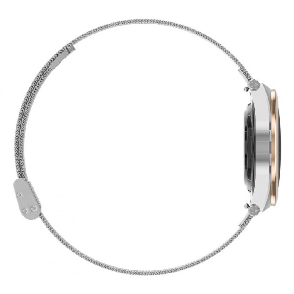 Ksix - Smartwatch Lya, Pantalla AMOLED 1.19", Autonomía 5 días, Correa metal y silicona, Modos deporte y salud, Llamadas, Plata