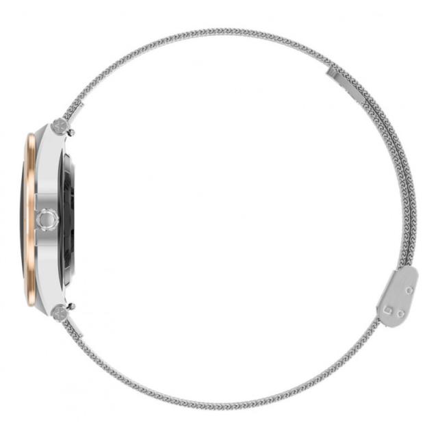 Ksix - Smartwatch Lya, Pantalla AMOLED 1.19", Autonomía 5 días, Correa metal y silicona, Modos deporte y salud, Llamadas, Plata