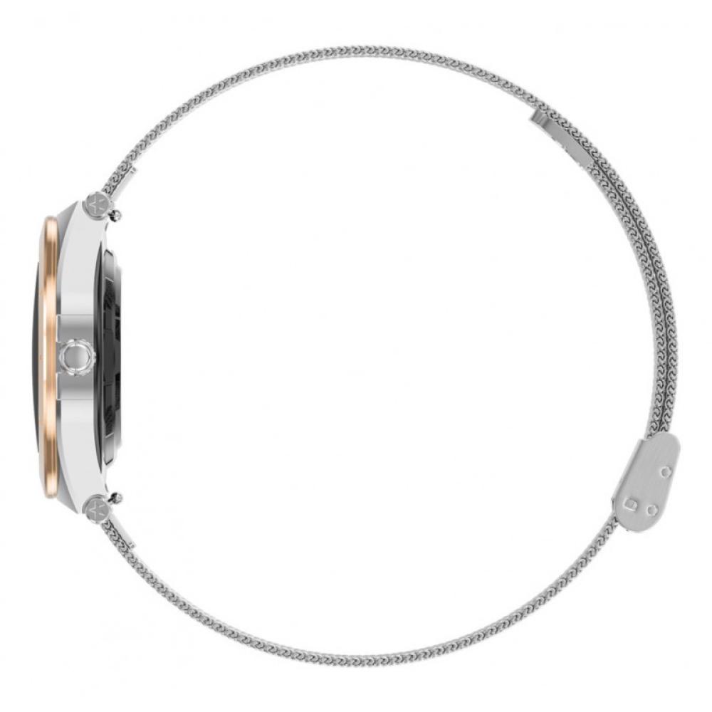 Ksix - Smartwatch Lya, Pantalla AMOLED 1.19", Autonomía 5 días, Correa metal y silicona, Modos deporte y salud, Llamadas, Plata