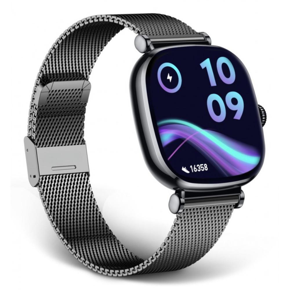 Ksix - Smartwatch Iria, Pantalla AMOLED 1.7", Autonomía 4 días, Correa metal y silicona, Modos deporte y salud, Llamadas, Negro