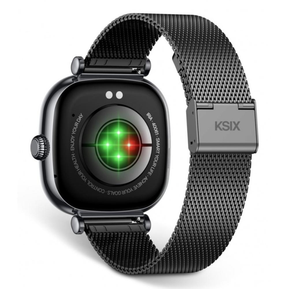 Ksix - Smartwatch Iria, Pantalla AMOLED 1.7", Autonomía 4 días, Correa metal y silicona, Modos deporte y salud, Llamadas, Negro