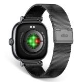 Ksix - Smartwatch Iria, Pantalla AMOLED 1.7", Autonomía 4 días, Correa metal y silicona, Modos deporte y salud, Llamadas, Negro