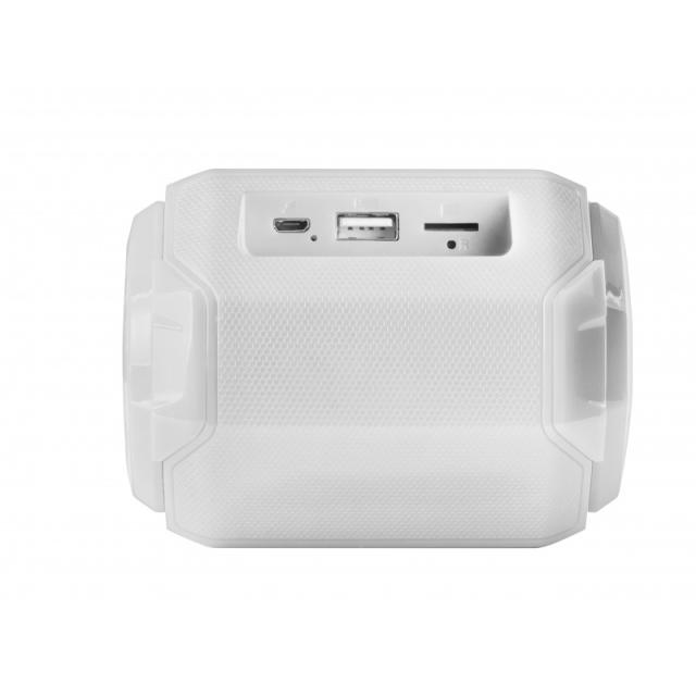 Mars Gaming - MSBAXW, Altavoz Bluetooth RGB, Compacto,10W, USB/MicroSD/Radio, Blanco