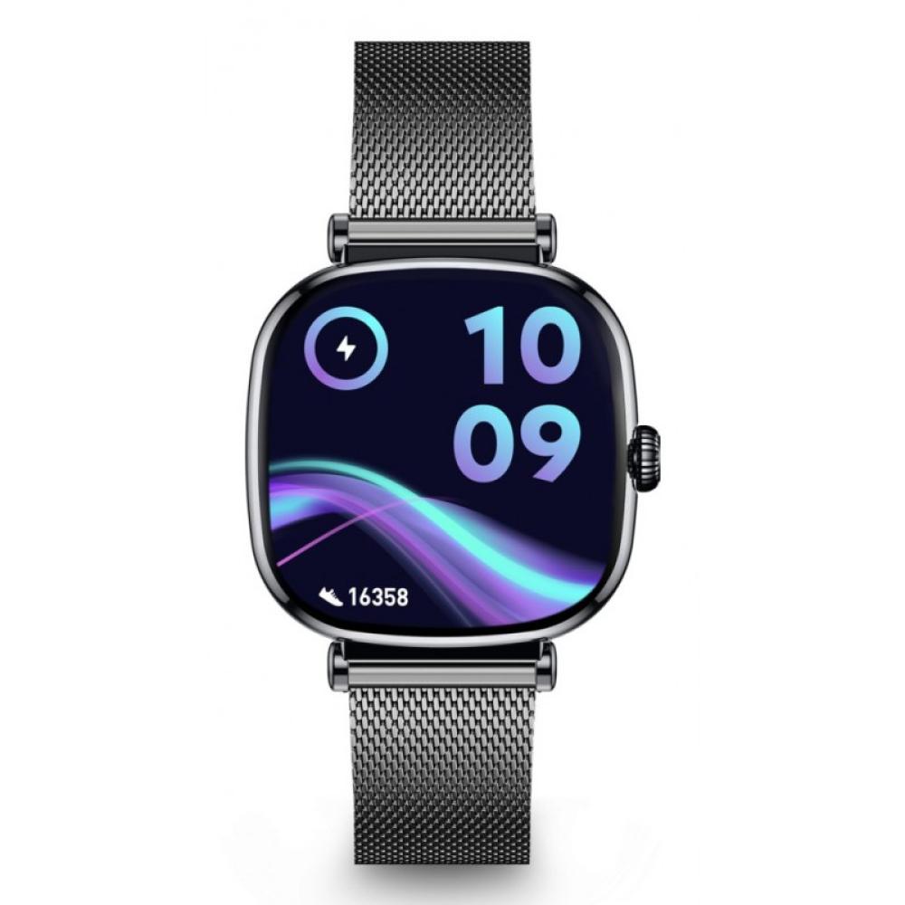 Ksix - Smartwatch Iria, Pantalla AMOLED 1.7", Autonomía 4 días, Correa metal y silicona, Modos deporte y salud, Llamadas, Negro