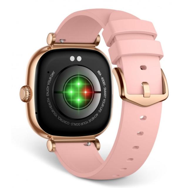 Ksix - Smartwatch Iria, Pantalla AMOLED 1.7", Autonomía 4 días, Correa metal y silicona, Modos deporte y salud, Llamadas, Rosa