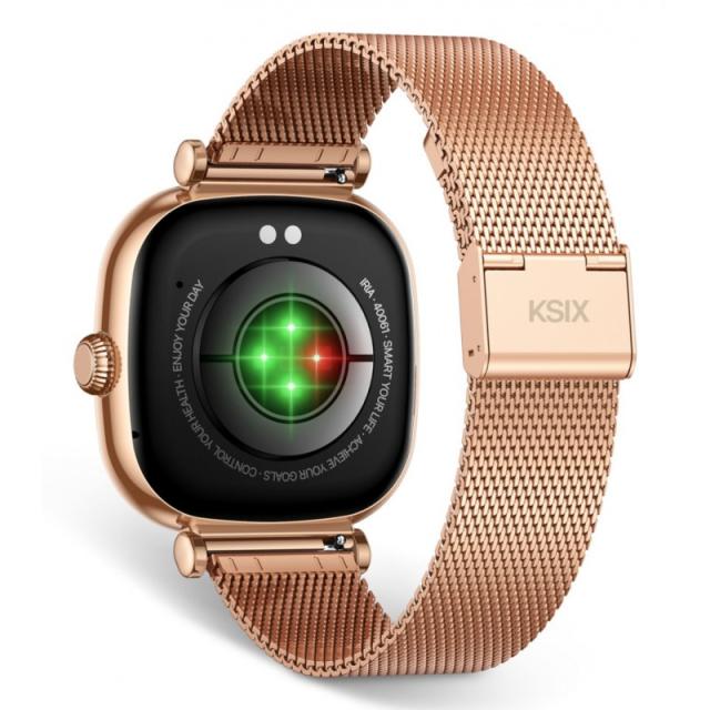 Ksix - Smartwatch Iria, Pantalla AMOLED 1.7", Autonomía 4 días, Correa metal y silicona, Modos deporte y salud, Llamadas, Rosa