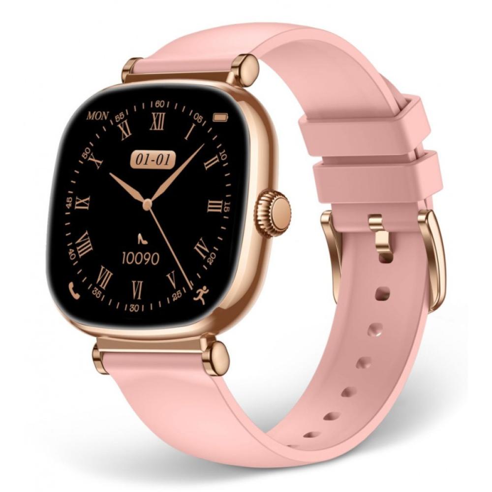 Ksix - Smartwatch Iria, Pantalla AMOLED 1.7", Autonomía 4 días, Correa metal y silicona, Modos deporte y salud, Llamadas, Rosa